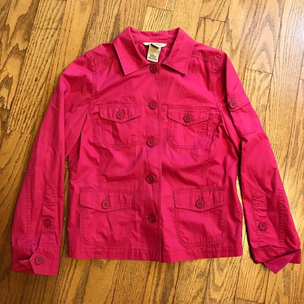 L.L. Bean Medium Pink Button Front Long Sleeve Top
